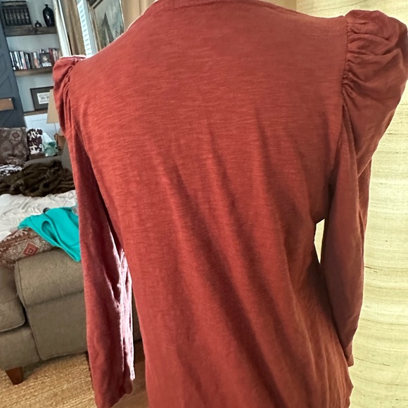 Chico's Dusty Rose Long Sleeve Top with Black Floral Pattern - Picture 5 of 5